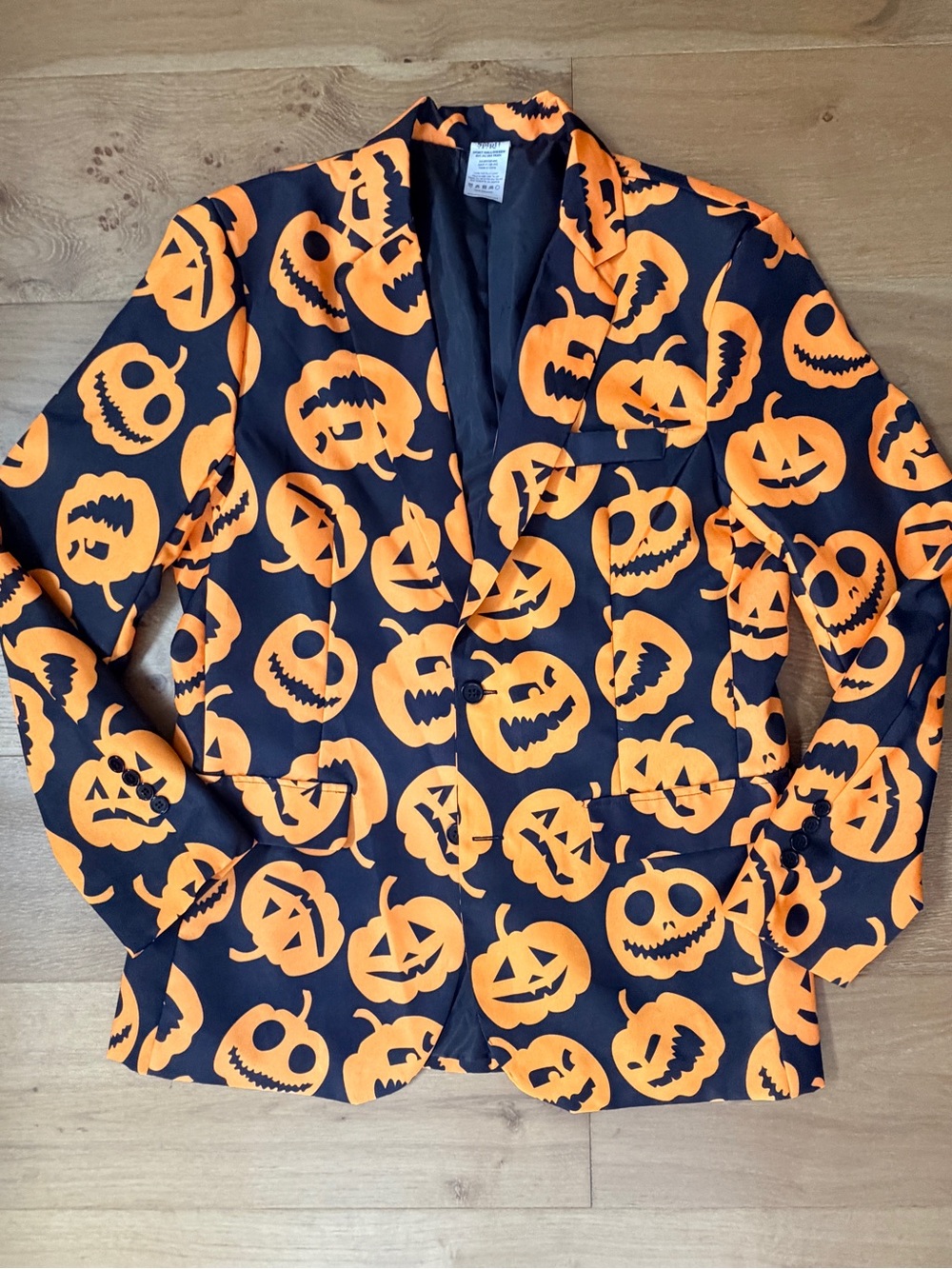 Spirit Halloween Jack O' Lantern Pumpkin Suit Jacket Blazer Black Orange Men's L